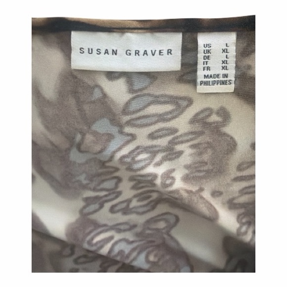 Susan Graver Leopard Print Cold-Shoulder Long Sleeve Dress Women’s Size L - Picture 7 of 7